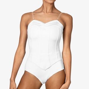 Double Platinum Women's Corset Performance Leotard White Size XL